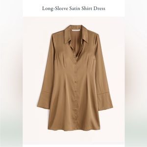 Abercrombie & Fitch Women's Long-Sleeve Satin Shirt Dress